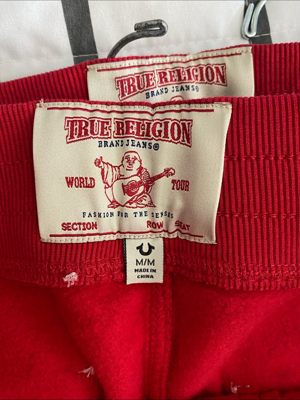 True Religion M Red Logo Flared Sweatpants with Elastic Waistband